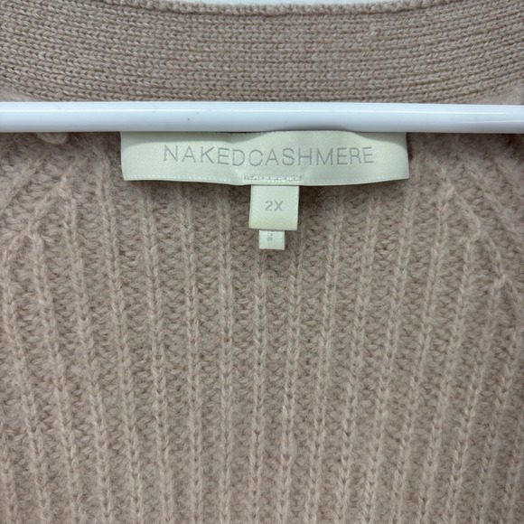 NakedCashmere 100% Cashmere Nude Pink Cardigan Sweater Women's 2X Button Up - Picture 3 of 8